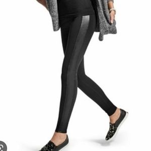 Athleta Leather Tux stripe Moto Legging